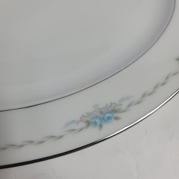 Style House Corsage Serving Platter White with Blue Roses 12 Inch - Picture 13 of 16